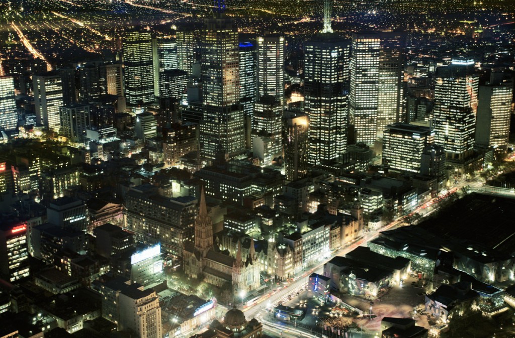 View of Melbourne at night from Eureka Tower | Photo Credit: Tourism Victoria