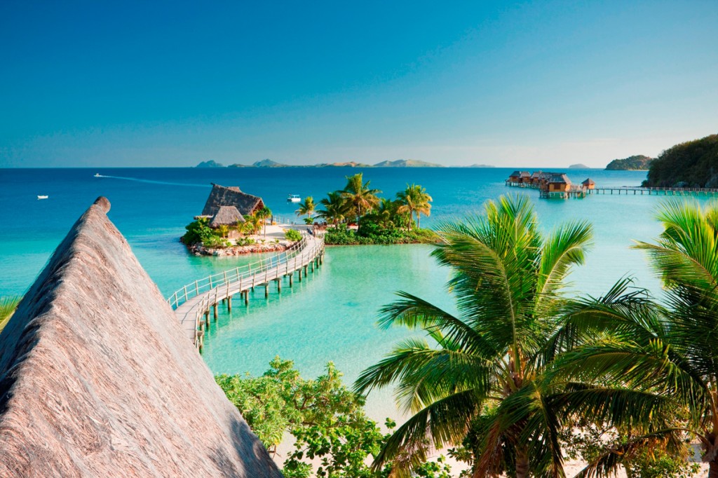 View of Masima Island and Over-water bures | Photo Credit: Likuliku Lagoon Resort