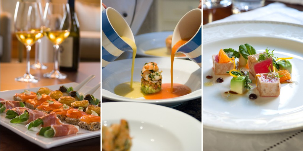 Photos: Canapés, Two soups, Tuna appetizer | Image Credit: Otahuna Lodge