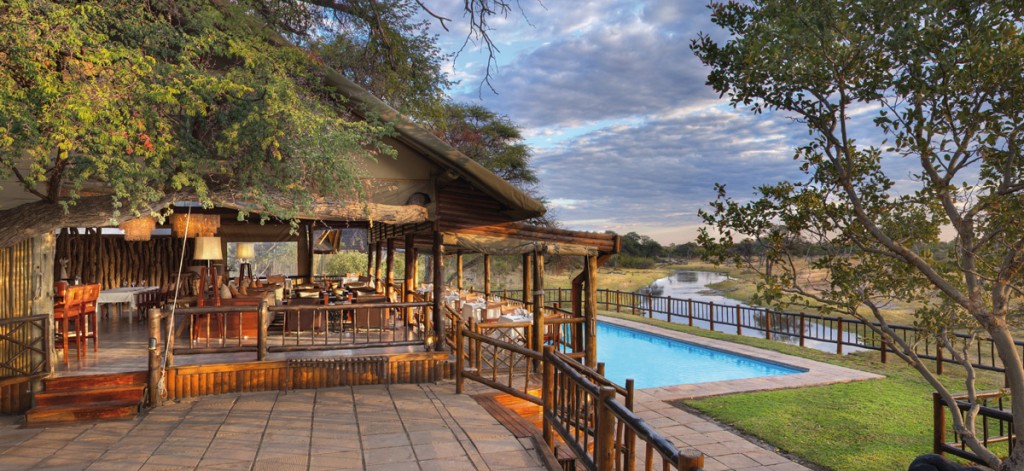 Savute Elephant Camp Lounge, Bar and Swimming Pool overlooking the Savute channel | Photo Credit: Savute Elephant Camp