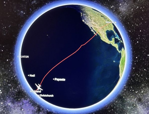 Flight to New Zealand from New York in-flight map